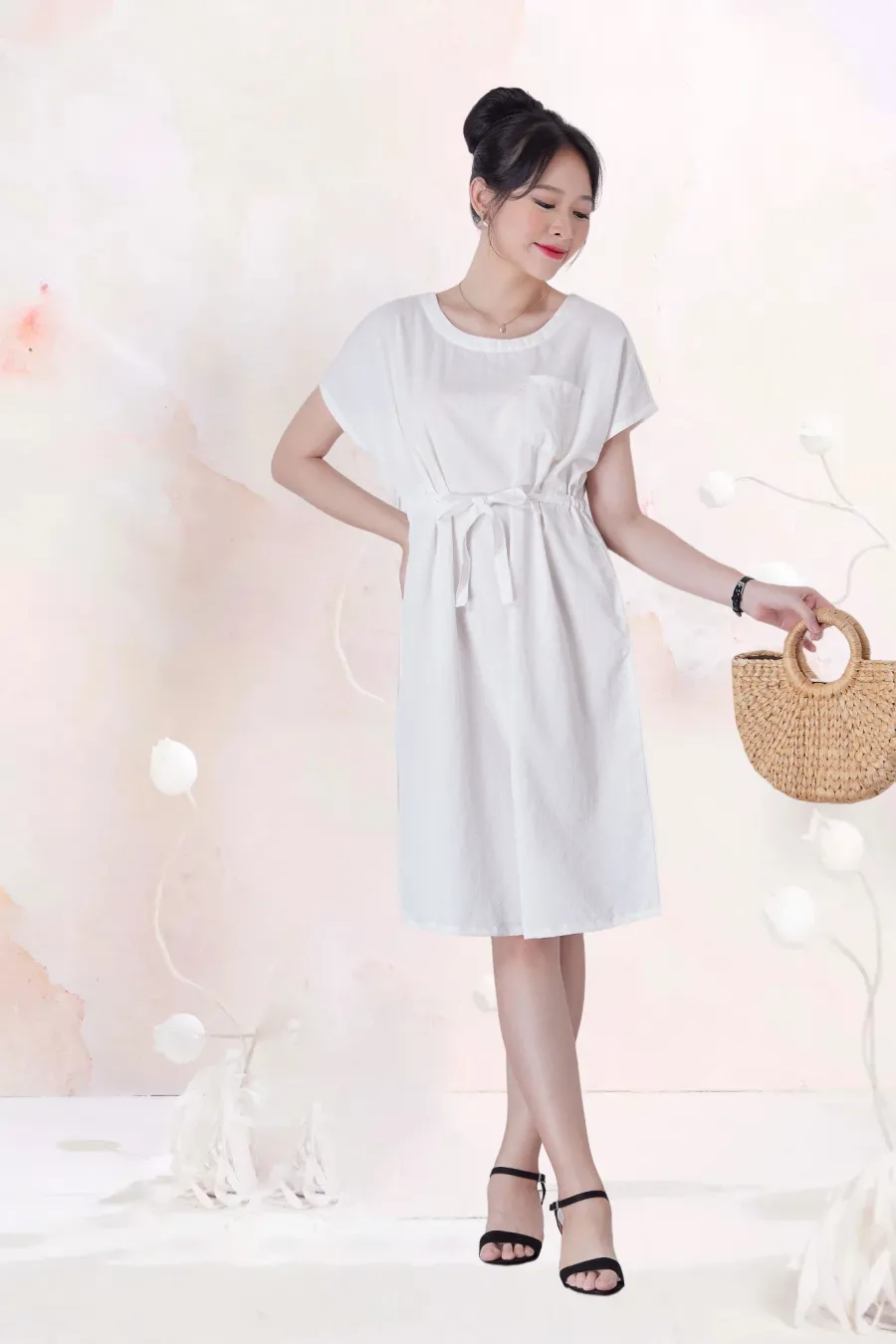 Đầm Trung Niên Linen Trơn Có Túi DD1A0413