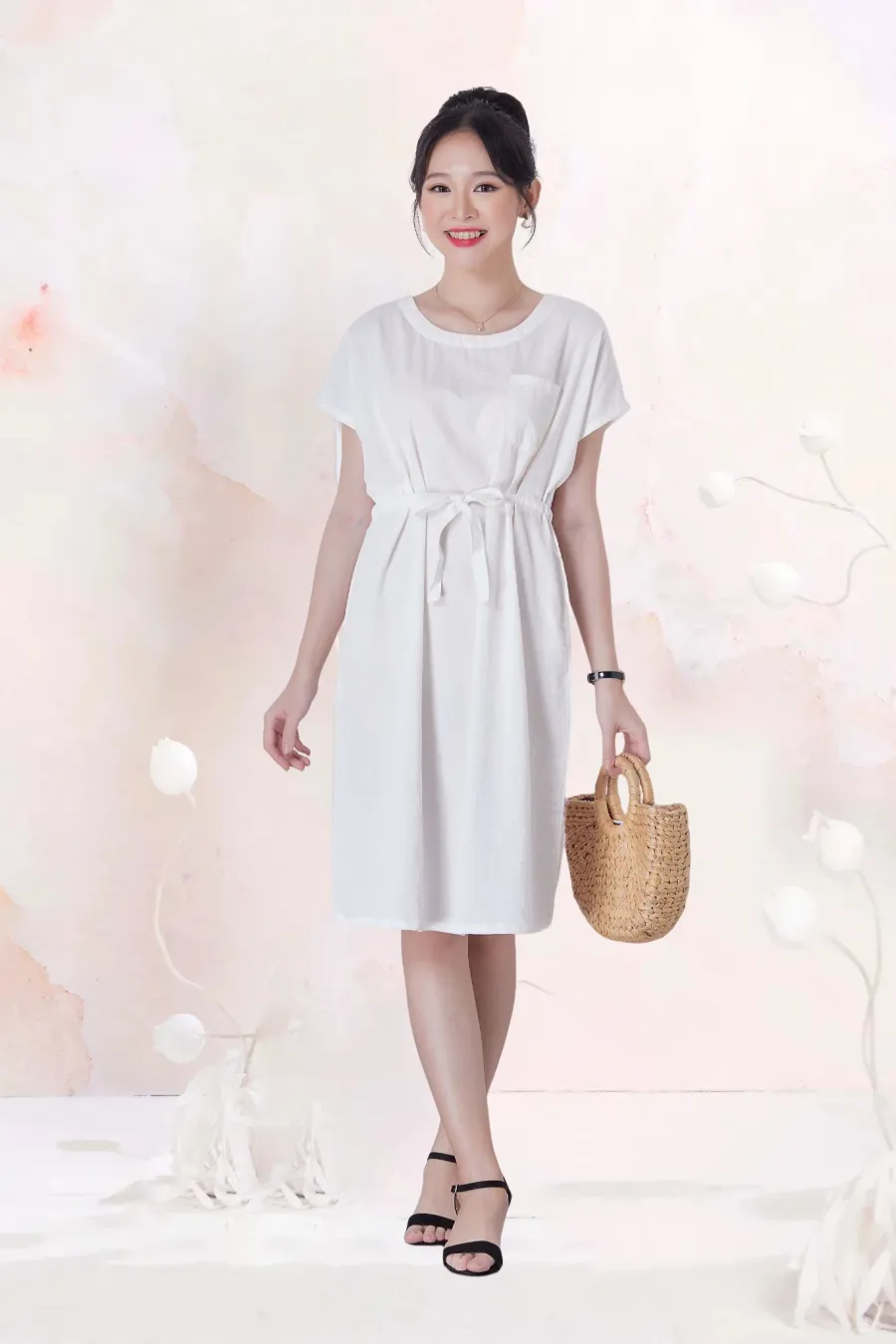 Đầm Trung Niên Linen Trơn Có Túi DD1A0413