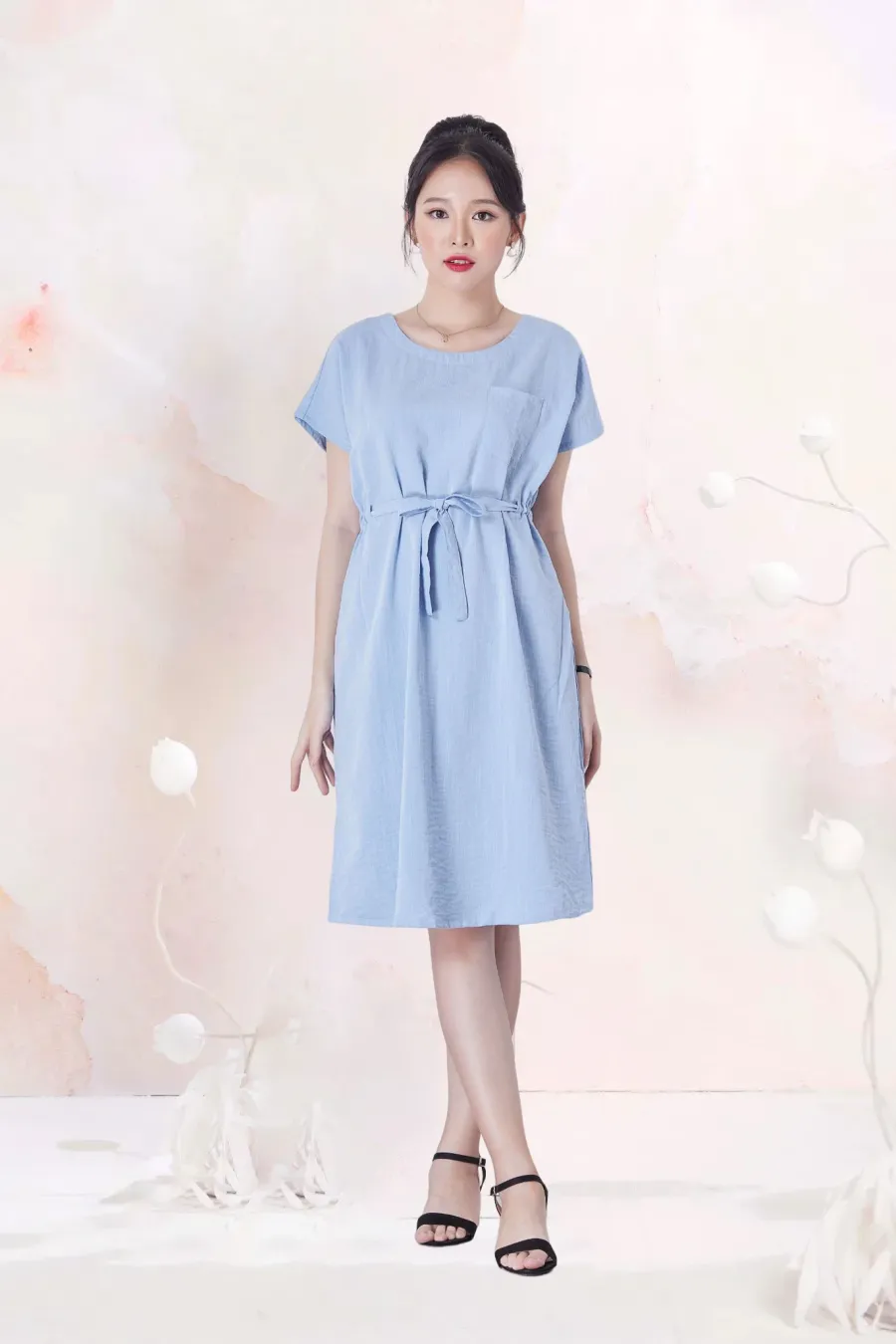 Đầm Trung Niên Linen Trơn Có Túi DD1A0413