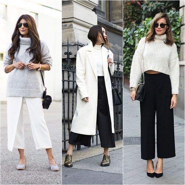 Mix đồ đẹp Quần Culottes với áo len