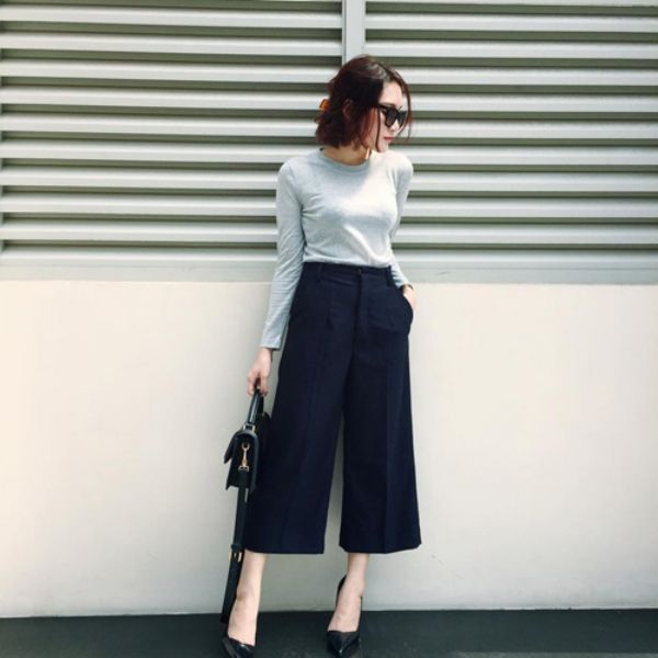 Cách mix đồ nữ đẹp với Quần Culottes và áo thun