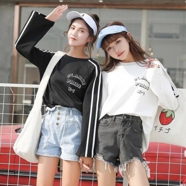 Mix đồ nữ cùng áo thun form rộng