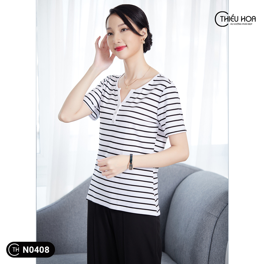 Áo Thun Trung Niên Sọc Ngang AN1N0408