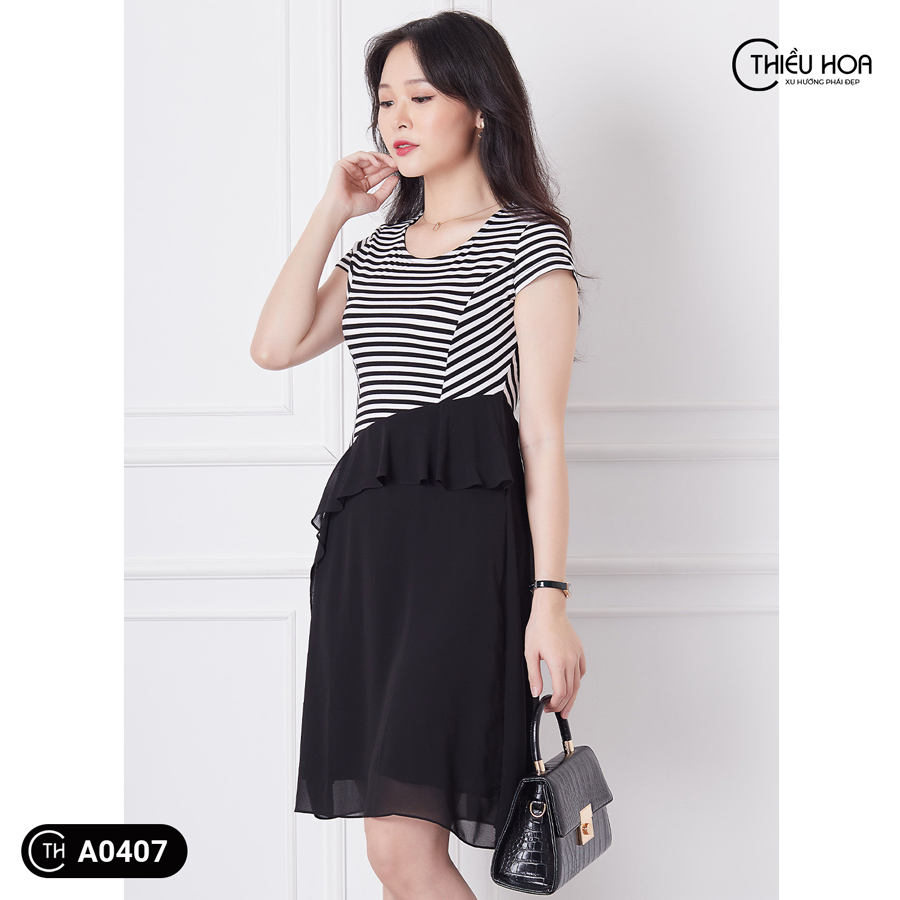 Đầm Trung Niên Thun Phối Chiffon DN1A0407