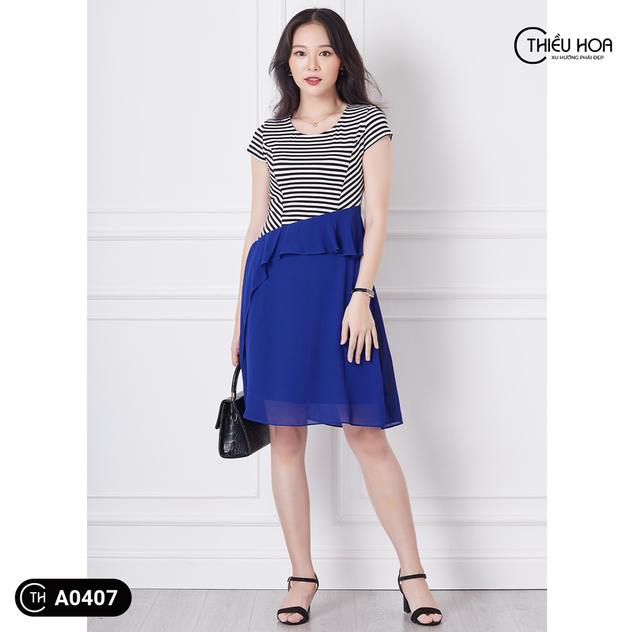 Đầm Trung Niên Thun Phối Chiffon DN1A0407